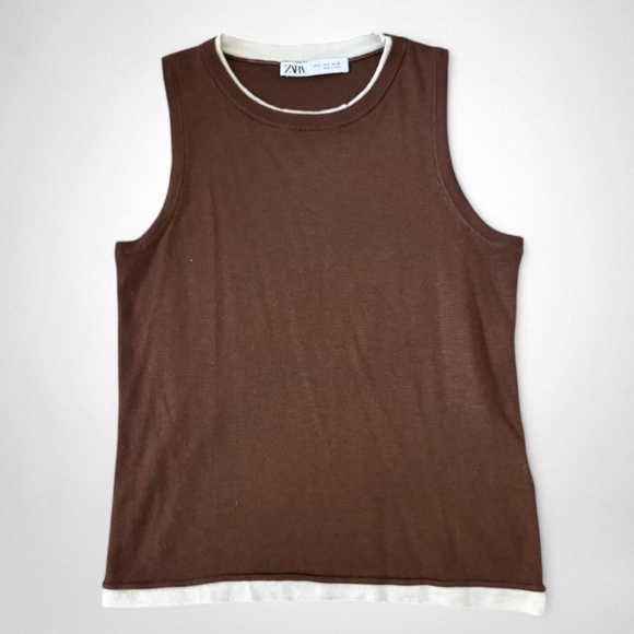Zara Contrasting Knit Sweater Vest - Picture 1 of 10
